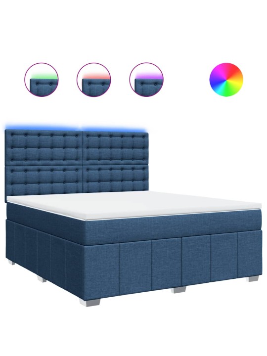 Box spring postel s matrací modrá 180x200 cm textil