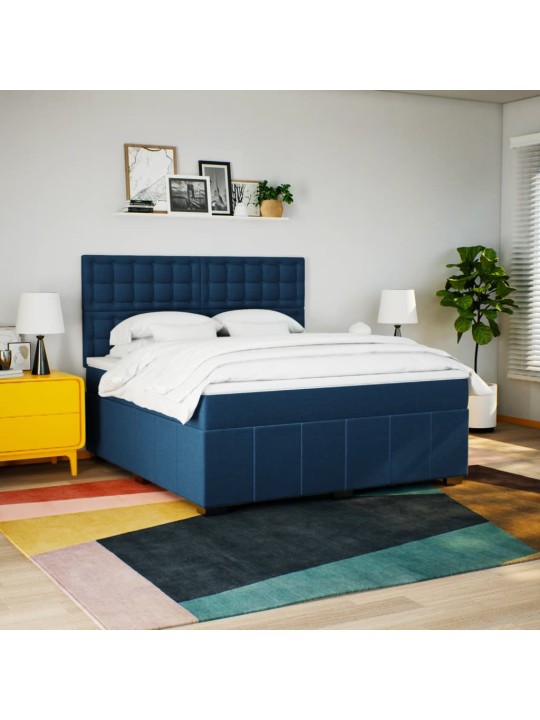 Box spring postel s matrací modrá 180x200 cm textil