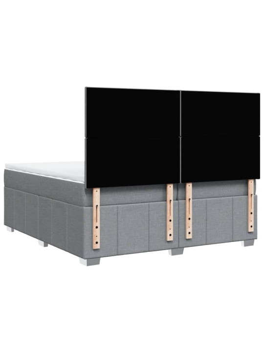 Box spring postel s matrací světle šedá 200 x 200 cm textil