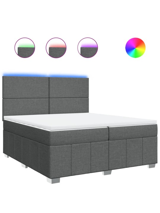 Box spring postel s matrací tmavě šedá 200x200 cm textil