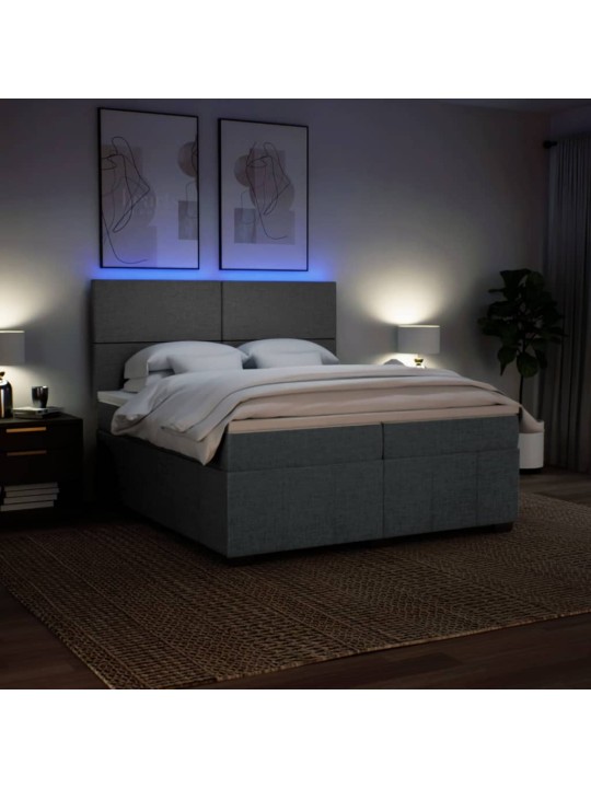 Box spring postel s matrací tmavě šedá 200x200 cm textil