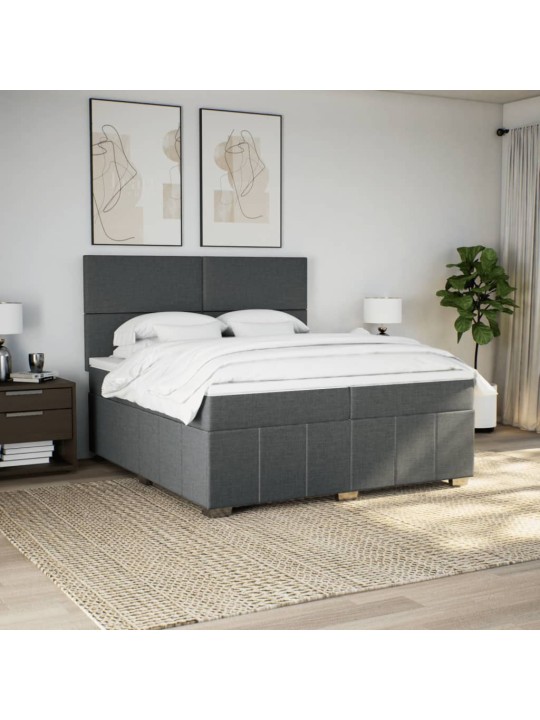 Box spring postel s matrací tmavě šedá 200x200 cm textil