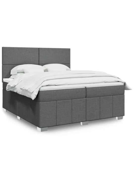Box spring postel s matrací tmavě šedá 200x200 cm textil
