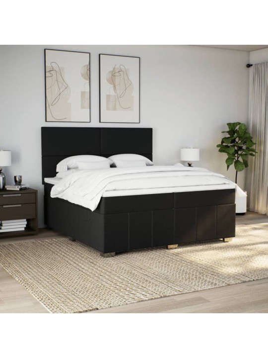 Box spring postel s matrací černá 200x200 cm textil