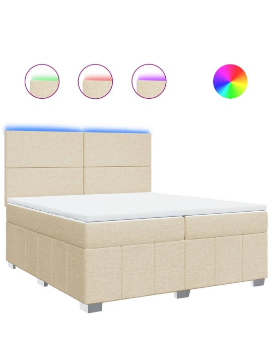 Box spring postel s matrací krémová 200x200 cm textil