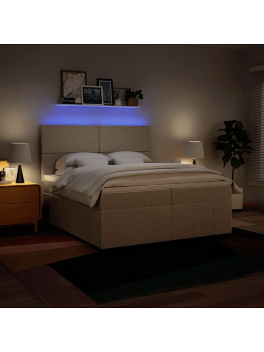 Box spring postel s matrací krémová 200x200 cm textil