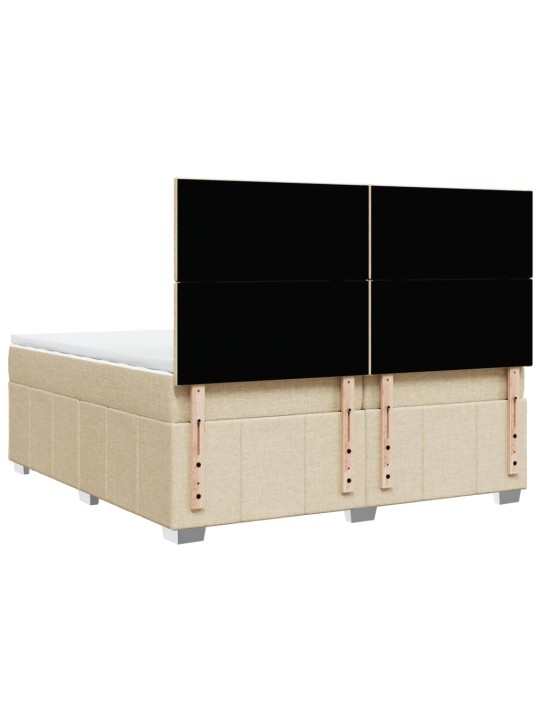 Box spring postel s matrací krémová 200x200 cm textil