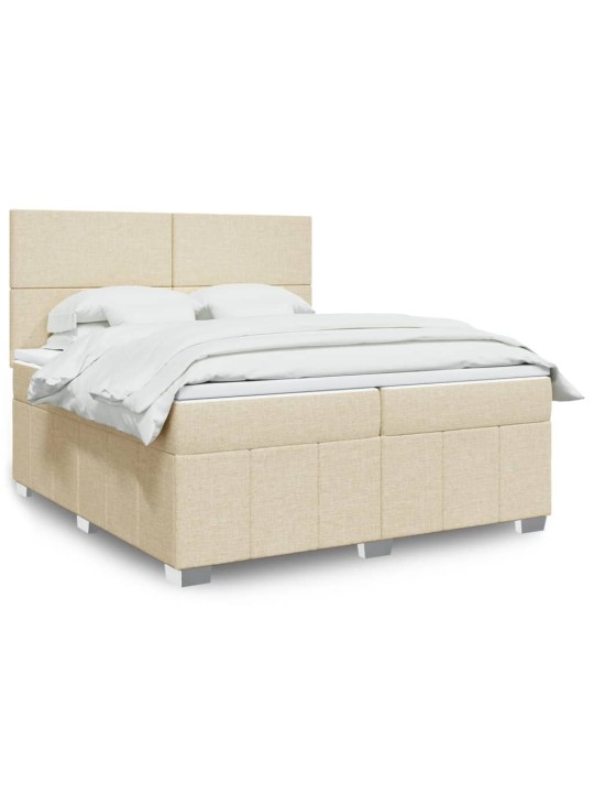 Box spring postel s matrací krémová 200x200 cm textil
