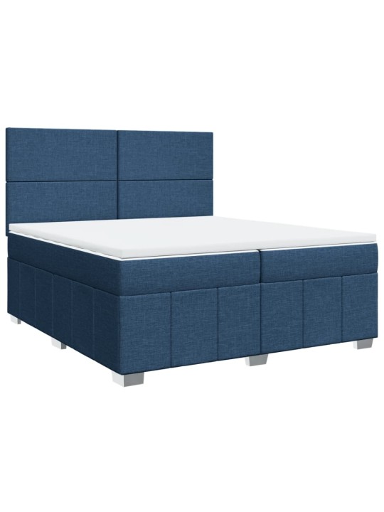 Box spring postel s matrací modrá 200x200 cm textil
