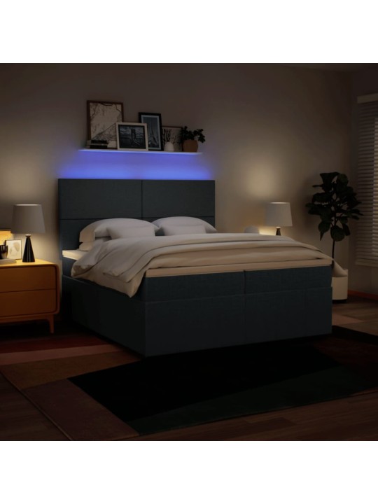 Box spring postel s matrací modrá 200x200 cm textil