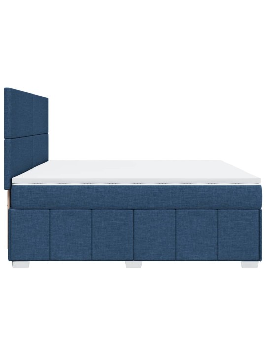 Box spring postel s matrací modrá 200x200 cm textil