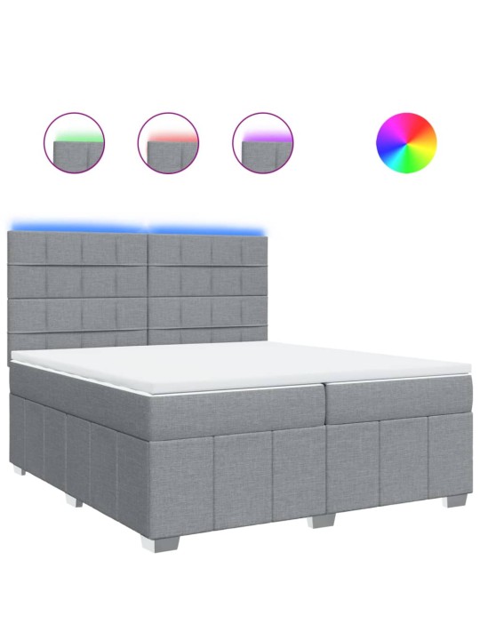 Box spring postel s matrací světle šedá 200 x 200 cm textil