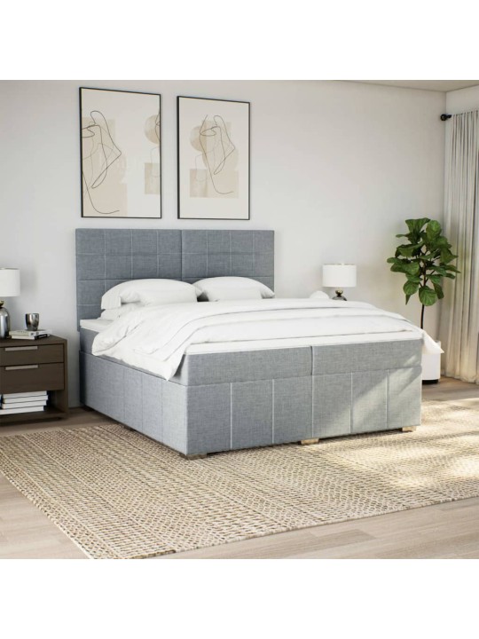 Box spring postel s matrací světle šedá 200 x 200 cm textil