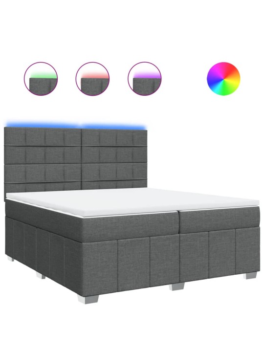 Box spring postel s matrací tmavě šedá 200x200 cm textil