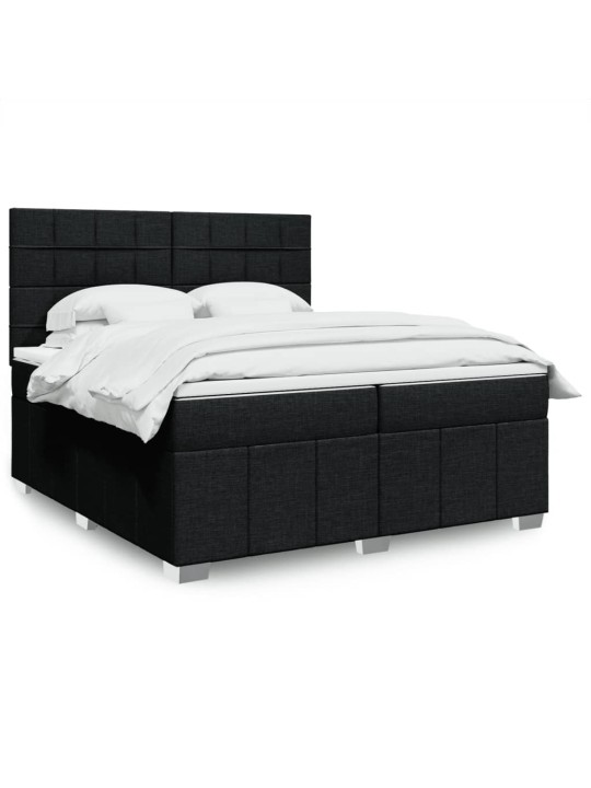 Box spring postel s matrací černá 200x200 cm textil