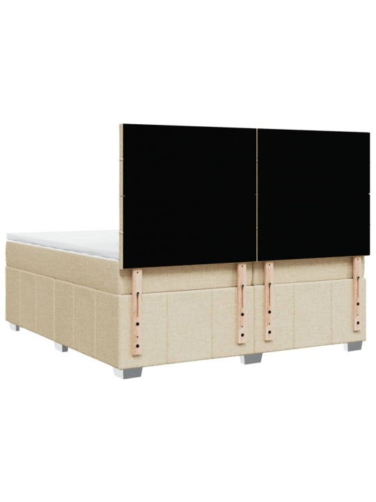 Box spring postel s matrací krémová 200x200 cm textil