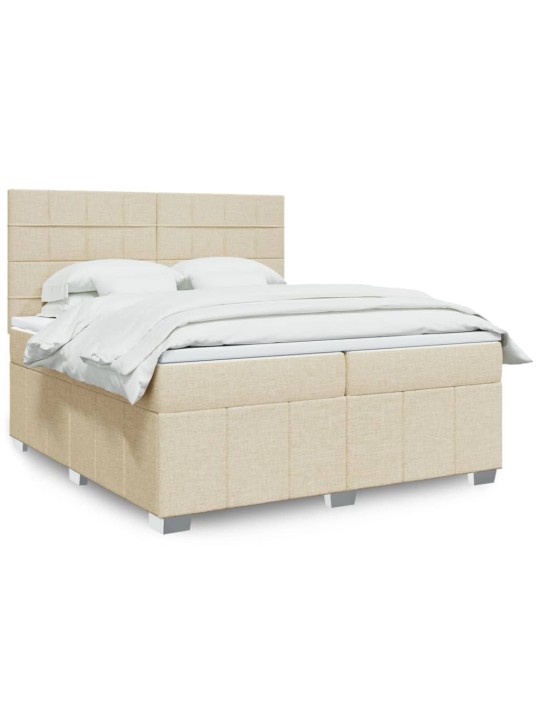 Box spring postel s matrací krémová 200x200 cm textil