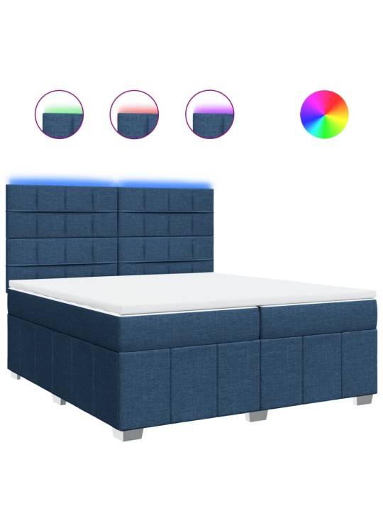 Box spring postel s matrací modrá 200x200 cm textil