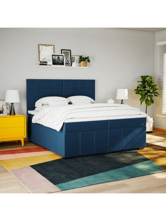 Box spring postel s matrací modrá 200x200 cm textil