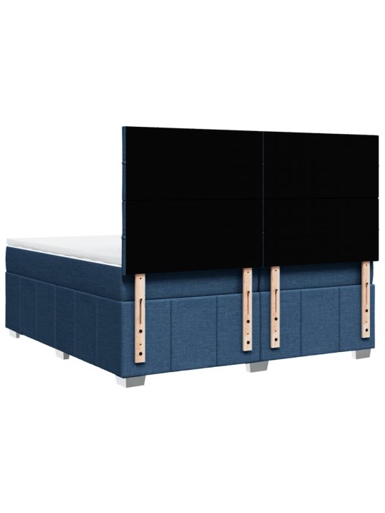Box spring postel s matrací modrá 200x200 cm textil