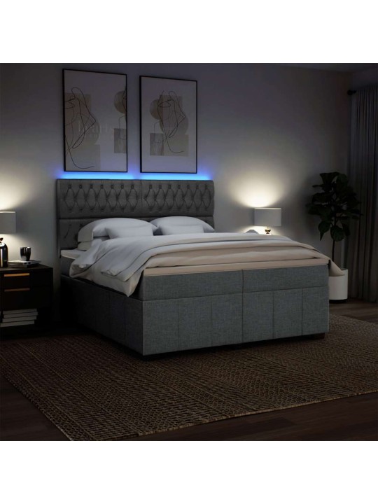 Box spring postel s matrací světle šedá 200 x 200 cm textil