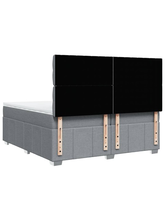 Box spring postel s matrací světle šedá 200 x 200 cm textil