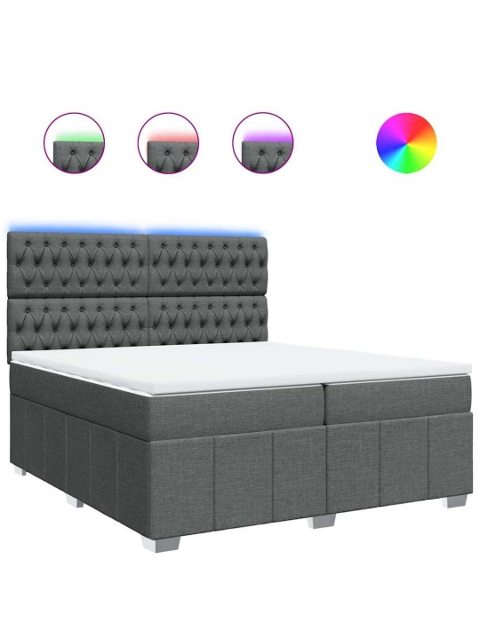 Box spring postel s matrací tmavě šedá 200x200 cm textil