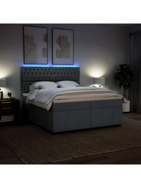 Box spring postel s matrací tmavě šedá 200x200 cm textil