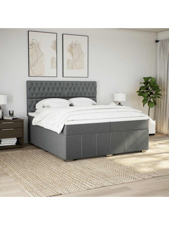 Box spring postel s matrací tmavě šedá 200x200 cm textil