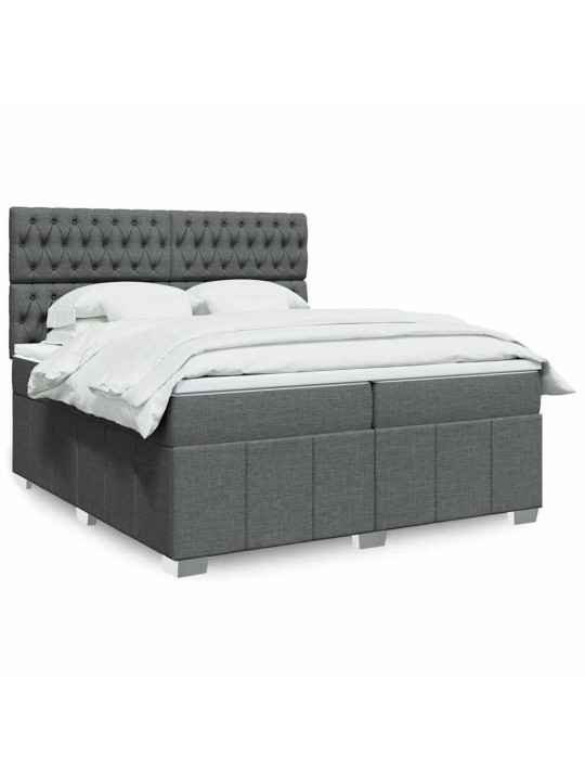 Box spring postel s matrací tmavě šedá 200x200 cm textil