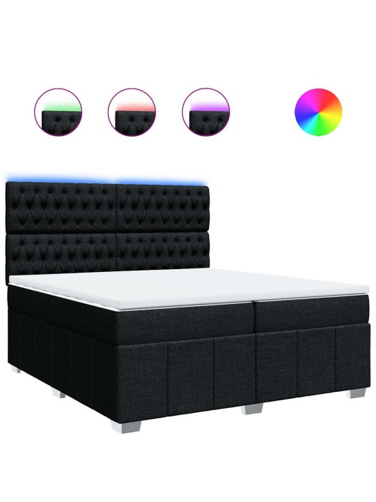 Box spring postel s matrací černá 200x200 cm textil