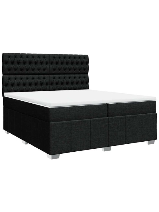 Box spring postel s matrací černá 200x200 cm textil