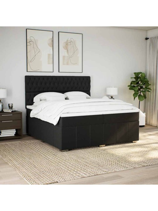 Box spring postel s matrací černá 200x200 cm textil