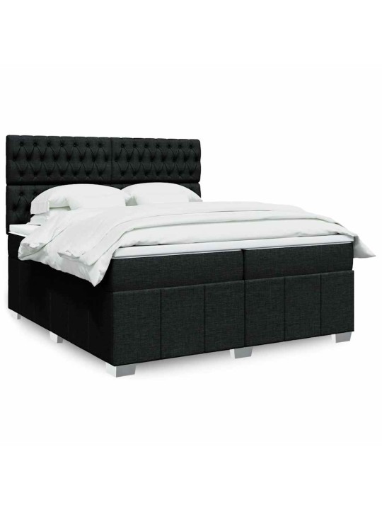 Box spring postel s matrací černá 200x200 cm textil
