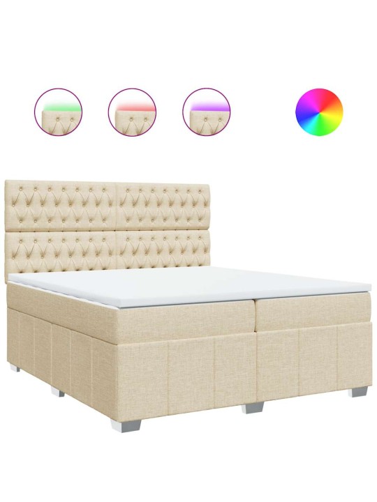 Box spring postel s matrací krémová 200x200 cm textil