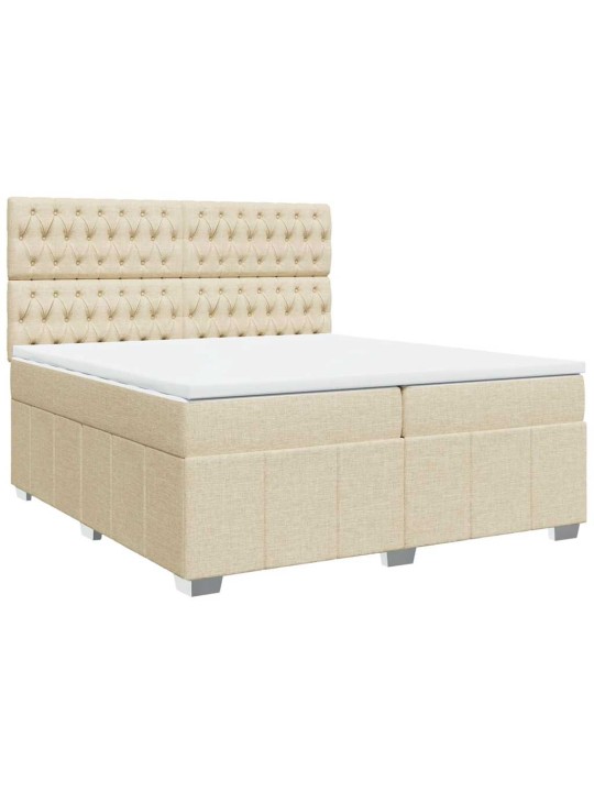 Box spring postel s matrací krémová 200x200 cm textil