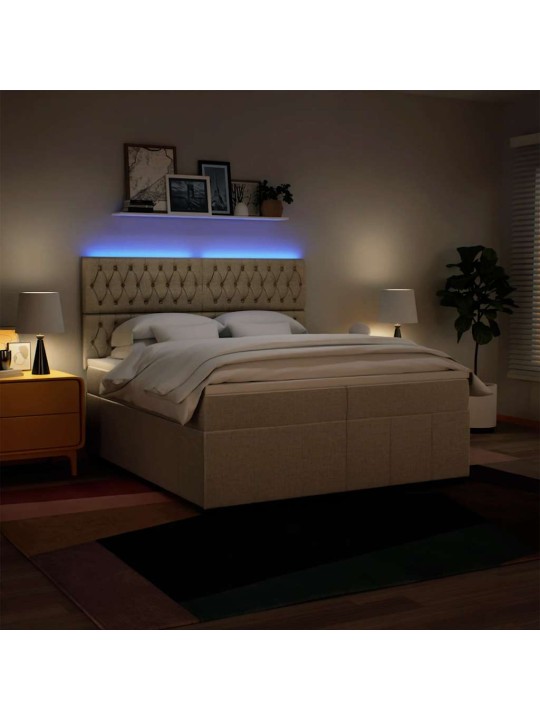 Box spring postel s matrací krémová 200x200 cm textil