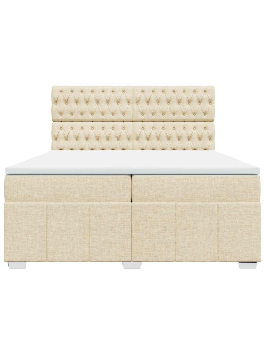 Box spring postel s matrací krémová 200x200 cm textil