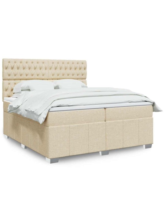 Box spring postel s matrací krémová 200x200 cm textil