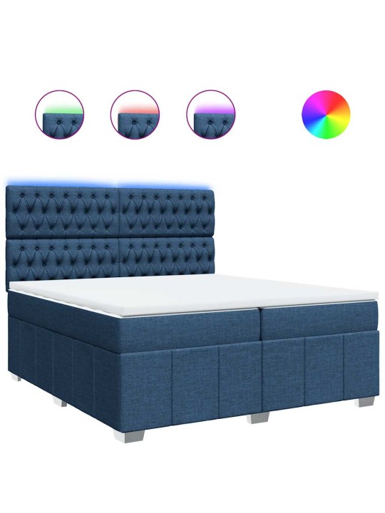 Box spring postel s matrací modrá 200x200 cm textil