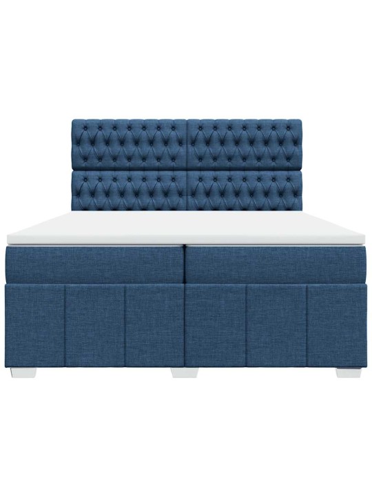 Box spring postel s matrací modrá 200x200 cm textil