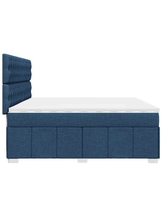 Box spring postel s matrací modrá 200x200 cm textil