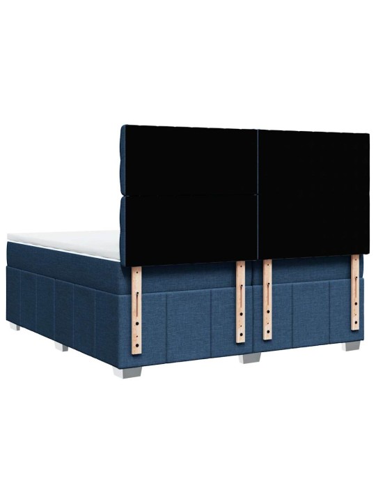 Box spring postel s matrací modrá 200x200 cm textil