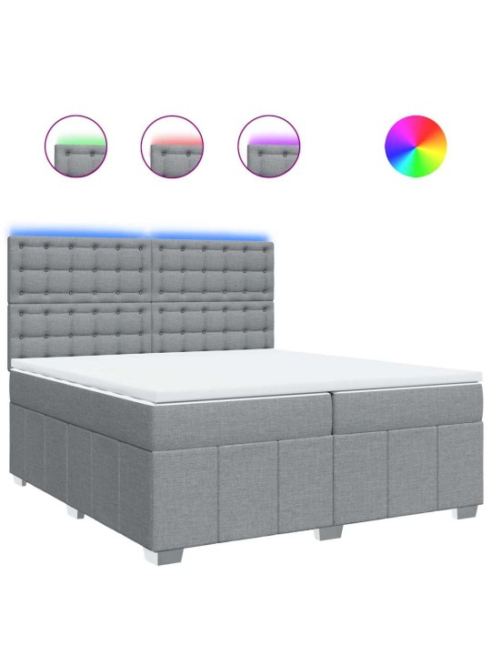 Box spring postel s matrací světle šedá 200 x 200 cm textil