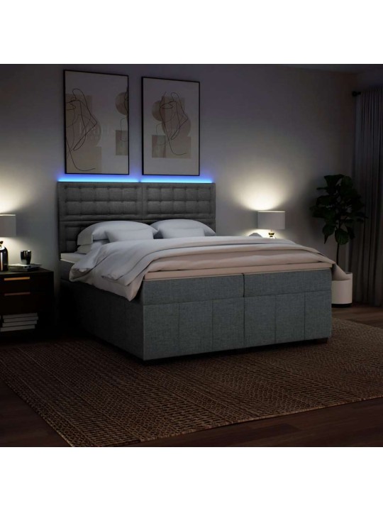 Box spring postel s matrací světle šedá 200 x 200 cm textil