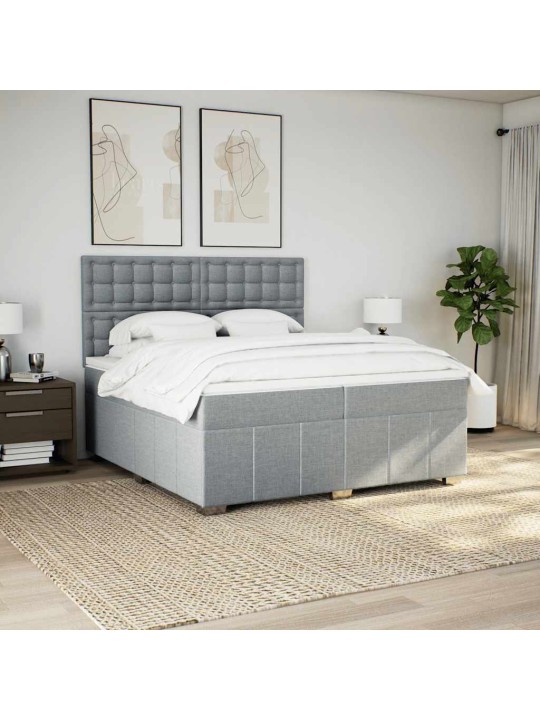 Box spring postel s matrací světle šedá 200 x 200 cm textil
