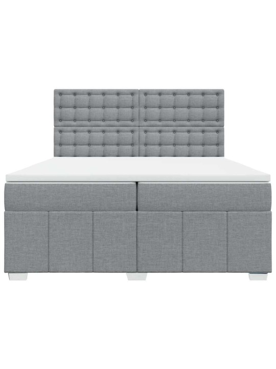 Box spring postel s matrací světle šedá 200 x 200 cm textil