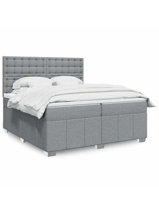 Box spring postel s matrací světle šedá 200 x 200 cm textil