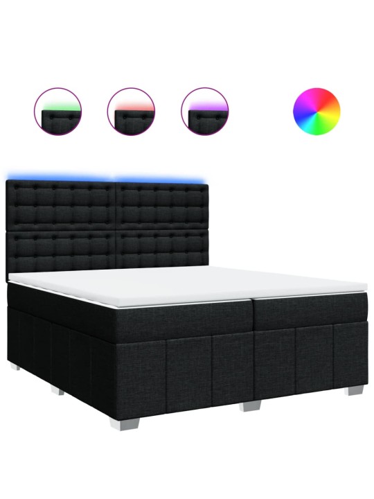 Box spring postel s matrací černá 200x200 cm textil