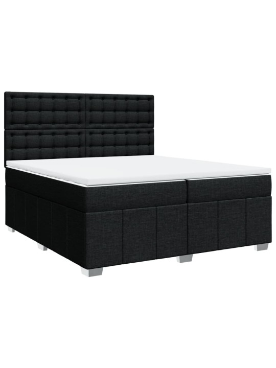 Box spring postel s matrací černá 200x200 cm textil